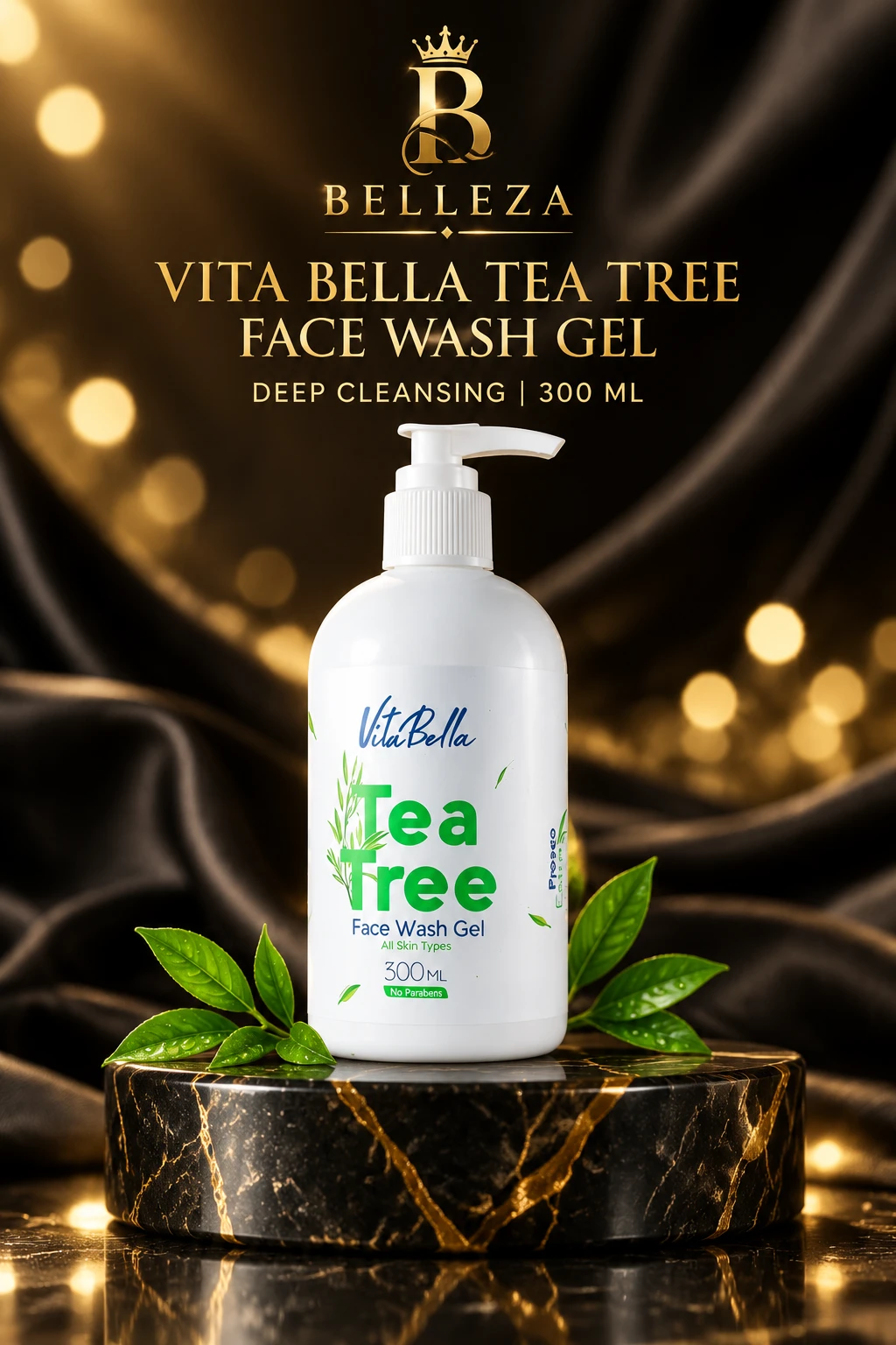 ژل شست و شوی صورت پاک کننده قوی ارایشی  برند ویتابلا-VITABELLA حجم 300 میل